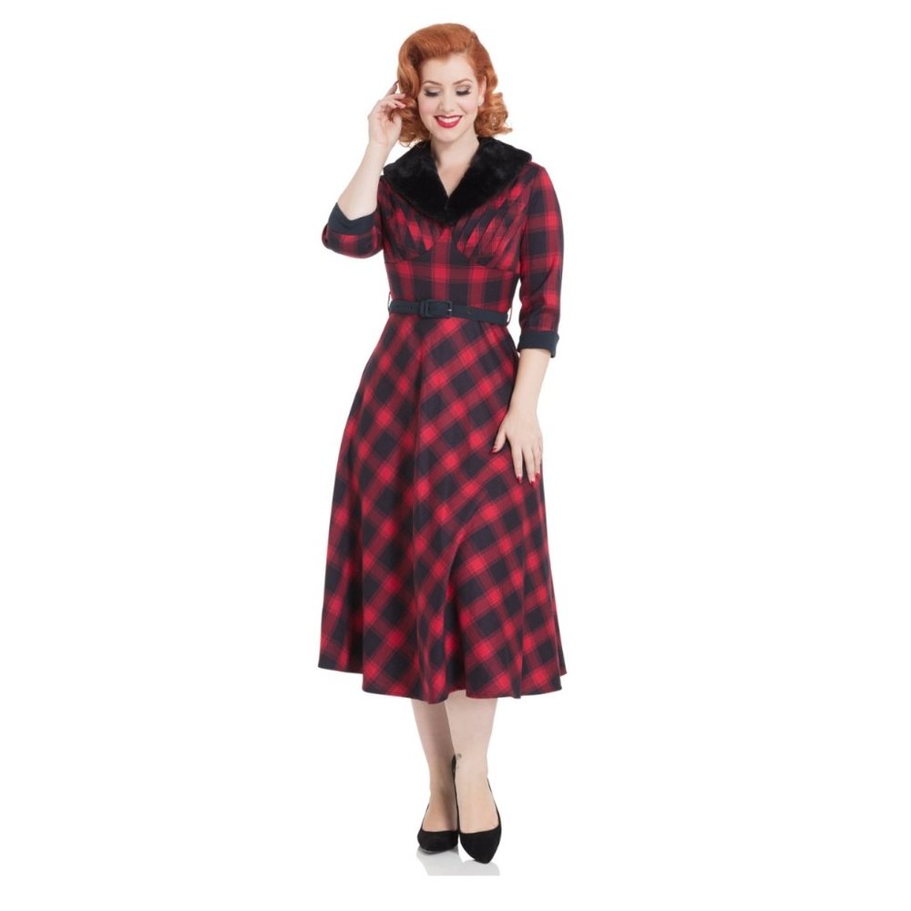 Voodoo Vixen Lola Tartan Flare Dress Size Large